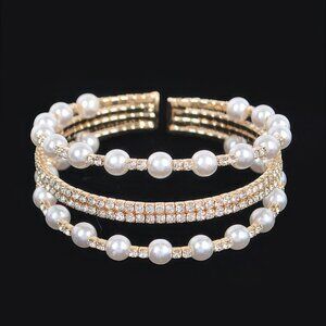Pearl&stone Wire Bracelet